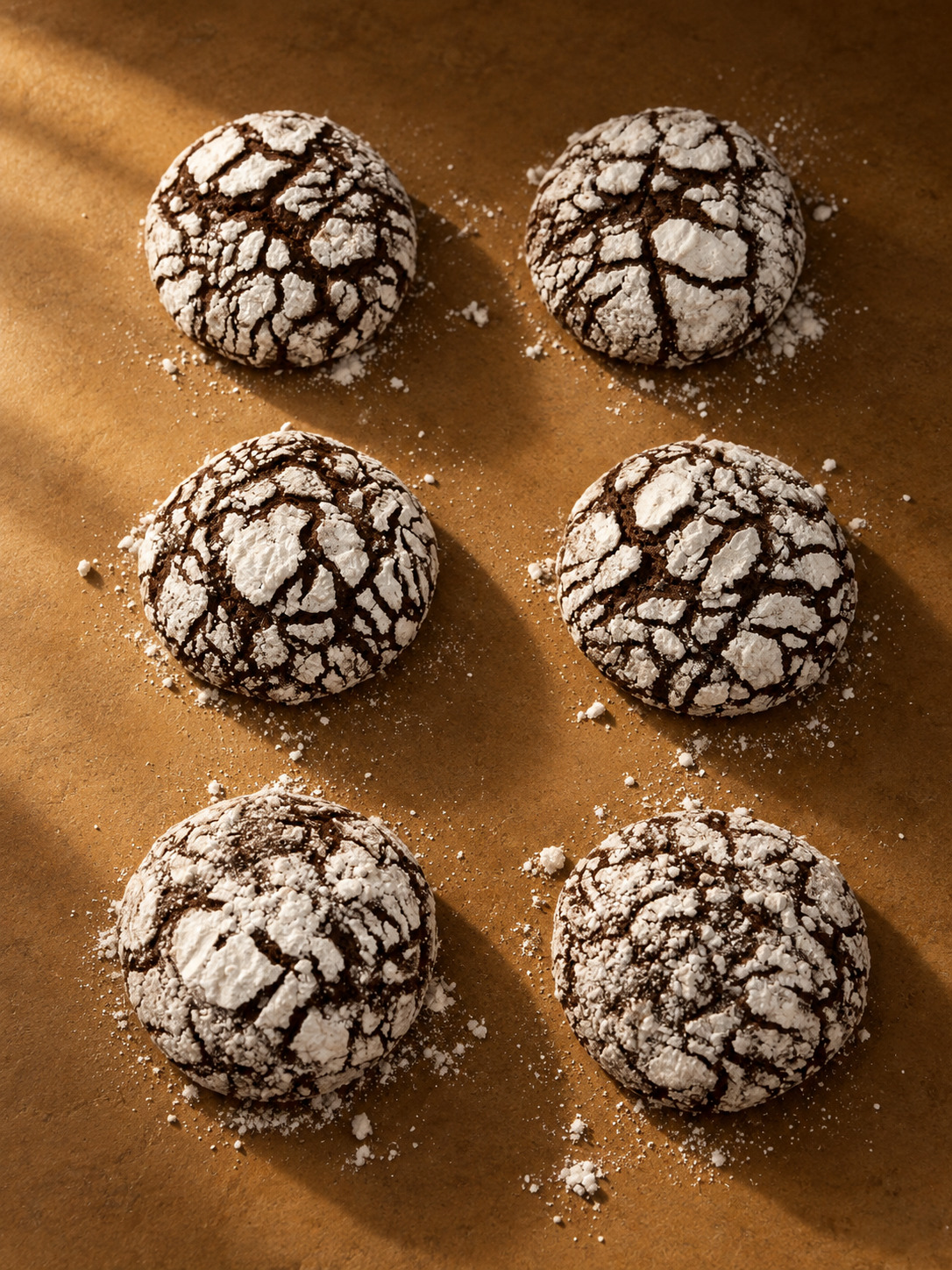 Seis galletas craqueladas de chocolate